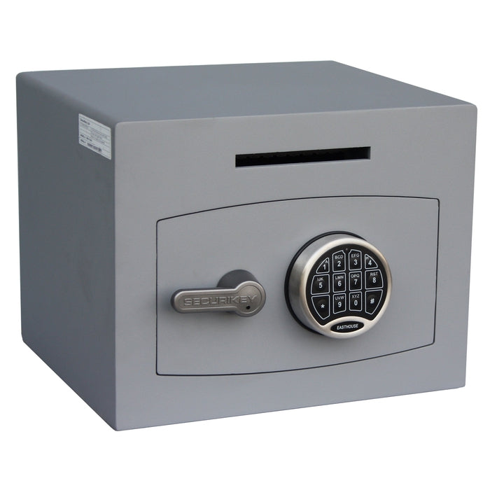 Securikey Mini Vault Deposit Silver 1 Electronic Locking Deposit Safe with door closed